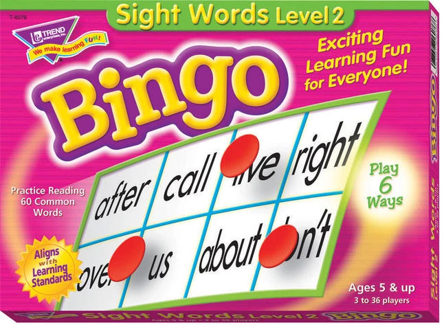 TREND Enterprises, Inc. Bingo Game - Sight Words - Level 2 2 TREND Enterprises, Inc. Bingo Game - Sight Words - Level 2