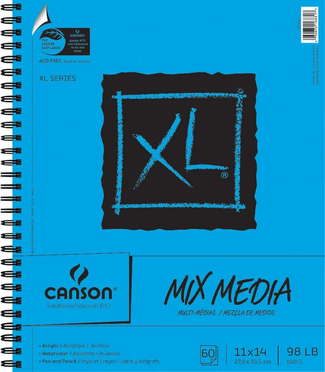 Canson XL Mixed Media Paper Pad, 98 Lb, 11 X 14 Inches, 60 Sheets 3 Canson XL Mixed Media Paper Pad, 98 Lb, 11 X 14 Inches, 60 Sheets