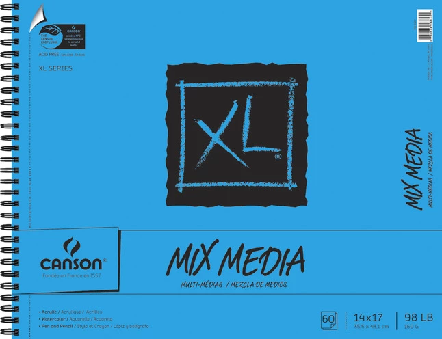 Canson XL Mixed Media Paper Pad, 98 Lb, 14 X 17 Inches, 60 Sheets 3 Canson XL Mixed Media Paper Pad, 98 Lb, 14 X 17 Inches, 60 Sheets