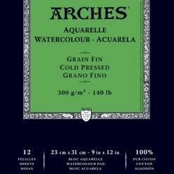 Arches Aquarelle Watercolor Pad, 9 X 12 Inches, Cold Press, 140 Lb, White, 12 Sheets