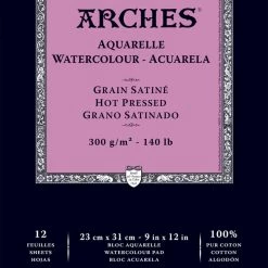 Arches Aquarelle Watercolor Pad, 9 X 12 Inches, Hot Press, 140 Lb, White, 12 Sheets