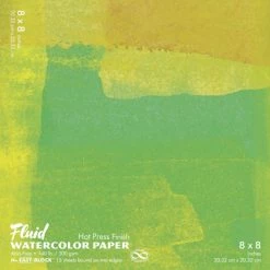 FOLIA Fluid Hot Press Easy Block Watercolor Paper, 8 X 8 Inches, 15 Sheets