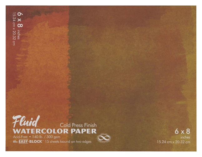 FOLIA Fluid Cold Press Easy Block Watercolor Paper, 6 X 8 Inches, 15 Sheets 3 FOLIA Fluid Cold Press Easy Block Watercolor Paper, 6 X 8 Inches, 15 Sheets