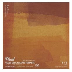 FOLIA Fluid Cold Press Easy Block Watercolor Paper, 8 X 8 Inches, 15 Sheets
