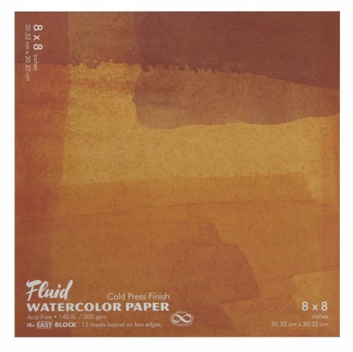 FOLIA Fluid Cold Press Easy Block Watercolor Paper, 8 X 8 Inches, 15 Sheets -Books - Literature Shop 1593334 A ecommfullsize
