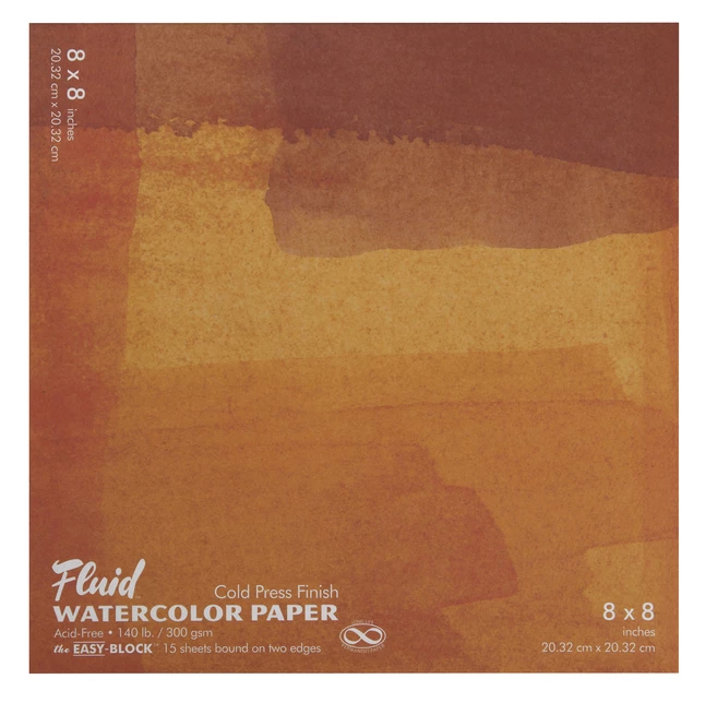 FOLIA Fluid Cold Press Easy Block Watercolor Paper, 8 X 8 Inches, 15 Sheets 3 FOLIA Fluid Cold Press Easy Block Watercolor Paper, 8 X 8 Inches, 15 Sheets