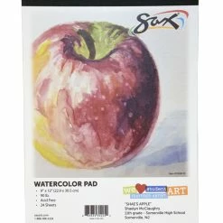 Sax Watercolor Pad, 90 Lb, 9 X 12 Inches, White, 24 Sheets