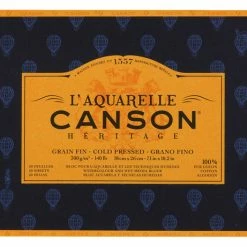 Canson L'Aquarelle Heritage Cold Press Watercolor Block, 7-1/10 X 10-1/5 Inches, 20 Sheets