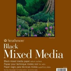 Strathmore 400 Series Mixed Media Pad, 9 X 12 Inches, 184 Lb, Black, 15 Sheets