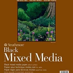 Strathmore 400 Series Mixed Media Pad, 11 X 14 Inches, 184 Lb, Black, 15 Sheets