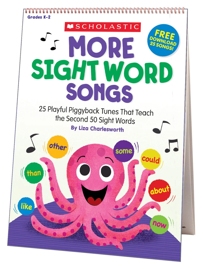 Scholastic More Sight Word Songs Flip Chart, 26 Pages, Grades K To 2 3 Scholastic More Sight Word Songs Flip Chart, 26 Pages, Grades K To 2