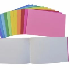 School Smart Bright Blank Books, 5-1/2 X 8-1/2 Inches, Assorted Colors, 16 Sheets, Pack Of 12