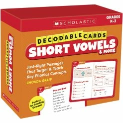 Scholastic Cards Decodable Short Vowels Cards, Set Of 125, Grades K-2
