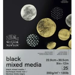 Winsor & Newton Mixed Media Pad, 9 X 12 Inches, 200 Gsm, Black, 25 Sheets