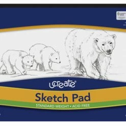 Ucreate Lightweight Sketch Pad, 12 X 18 Inches, White, 50 Sheets