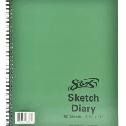 Sax Sulphite Spiral Binding Artists Sketch Diary, 50 Lbs, 8-1/2 X 11 Inches, 50 Sheets, White